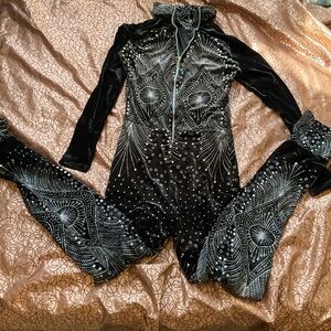 Vintage Black and Silver Shimmering Jumpsuit